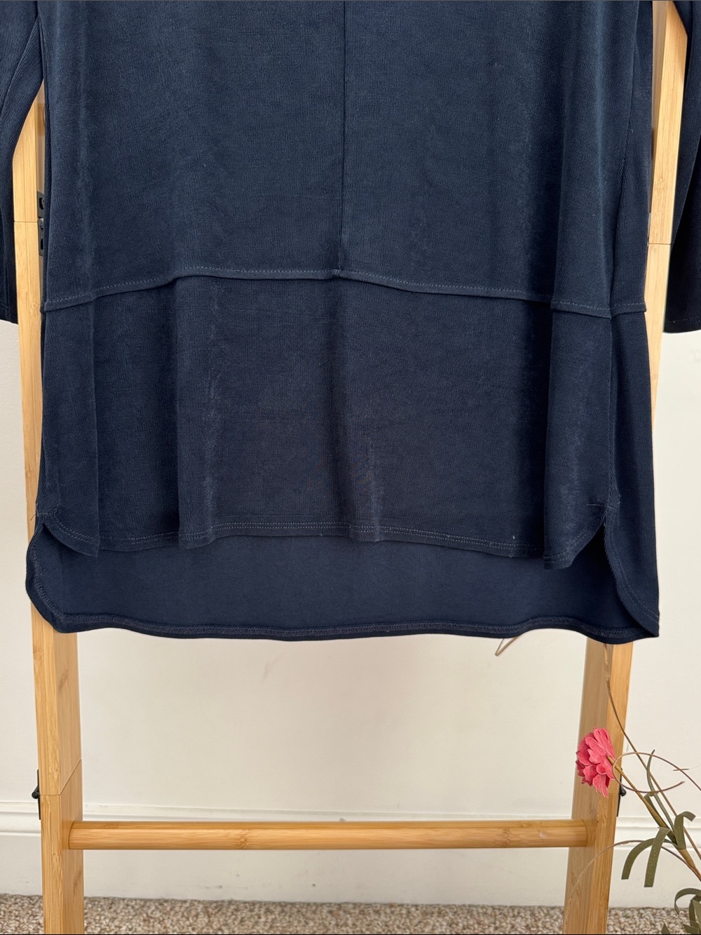 Travelers by Chico s Navy Blue Relaxed Peplum Long Sleeve Top - Picture 4 of 8